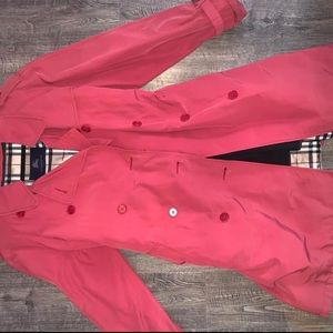 Red Burberry Women’s Large 12/14 Trench coat